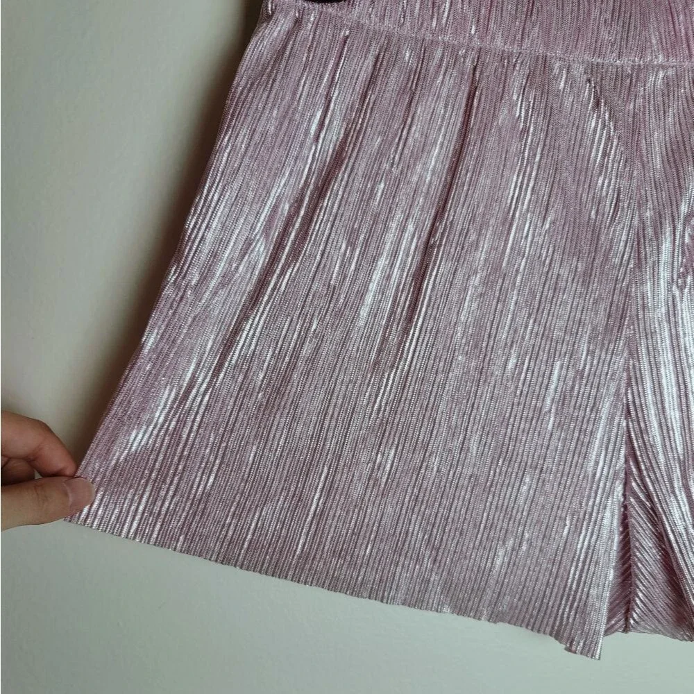 VTG Victoria's Secret Pink Metallic Foil Pleated Plisse Tap Sleep Shorts, Sz S